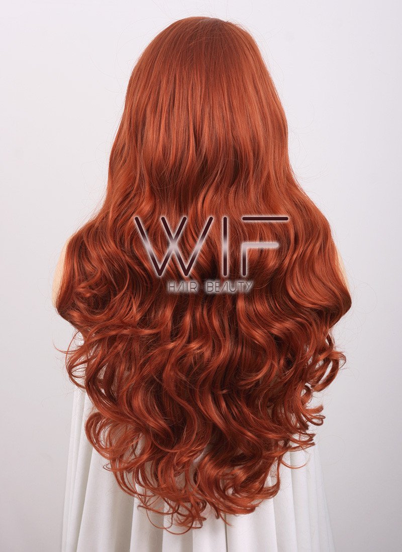 28" Wavy Reddish Brown Lace Front Synthetic Wig LF735