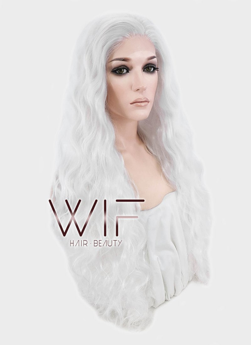 28" Wavy White Lace Front Synthetic Wig LF741C