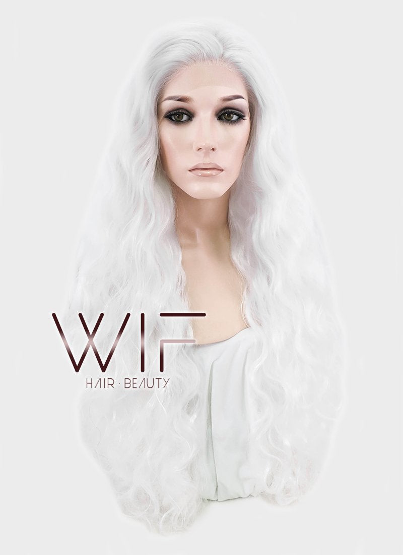 28" Wavy White Lace Front Synthetic Wig LF741C