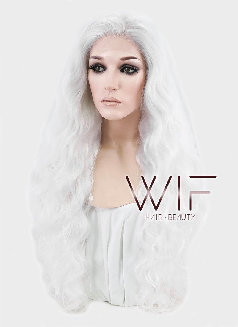 28" Wavy White Lace Front Synthetic Wig LF741C