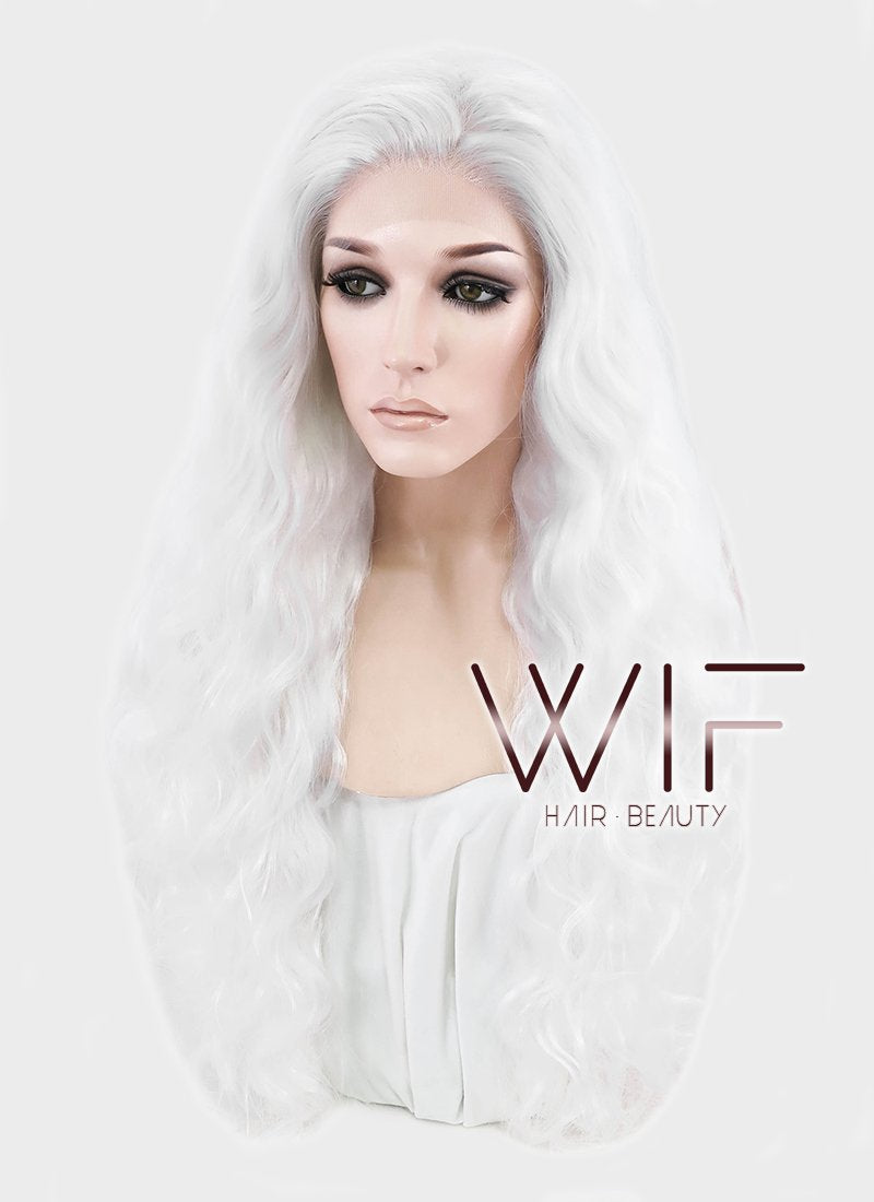 28" Wavy White Lace Front Synthetic Wig LF741C