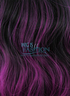 24" Wavy Black Reddish Purple Ombre Lace Front Synthetic Wig LF747