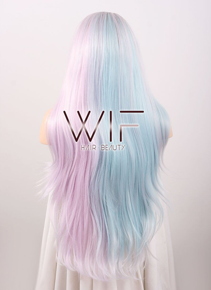 20" / 28" Long Wavy Black Light Blue Light Purple Ombre Customizable Lace Front Synthetic Hair Wig LF756