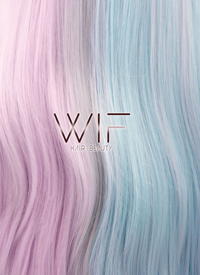 20" / 28" Long Wavy Black Light Blue Light Purple Ombre Customizable Lace Front Synthetic Hair Wig LF756