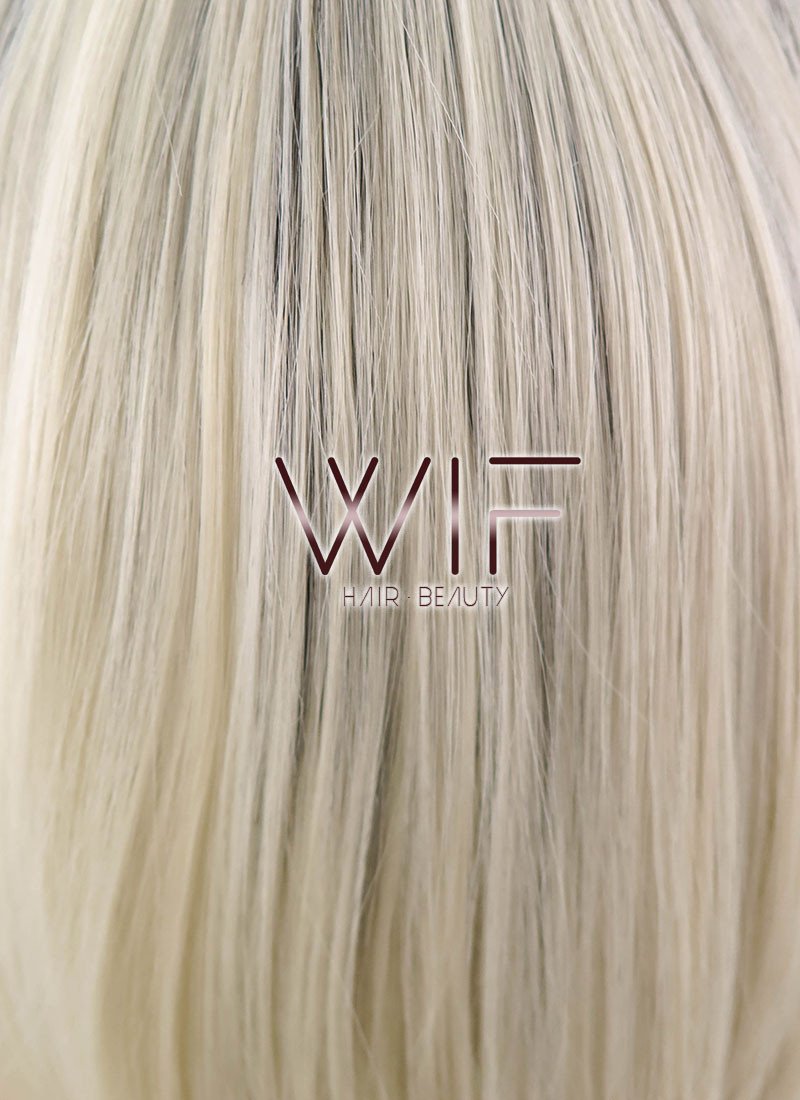 12" Straight Light Blonde With Dark Roots Lace Front Synthetic Wig LF757A