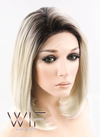 12" Straight Light Blonde With Dark Roots Lace Front Synthetic Wig LF757A