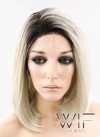 12" Straight Light Blonde With Dark Roots Lace Front Synthetic Wig LF757A