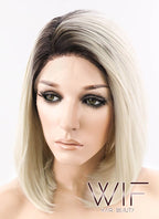 12" Straight Light Blonde With Dark Roots Lace Front Synthetic Wig LF757A