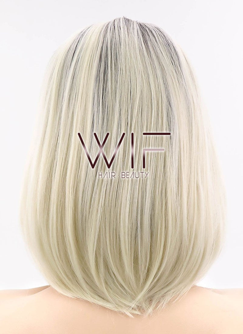 12" Straight Light Blonde With Dark Roots Lace Front Synthetic Wig LF757A