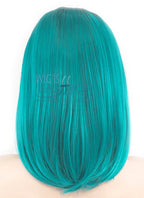 12" Straight Bluish Green With Dark Roots Lace Front Synthetic Wig LF757