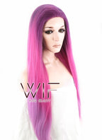 26" Straight Purple Magenta Ombre Lace Front Synthetic Wig LF768