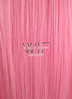 18" Long Straight Pink Customizable Made-To-Order Lace Front Synthetic Hair Wig LF769C