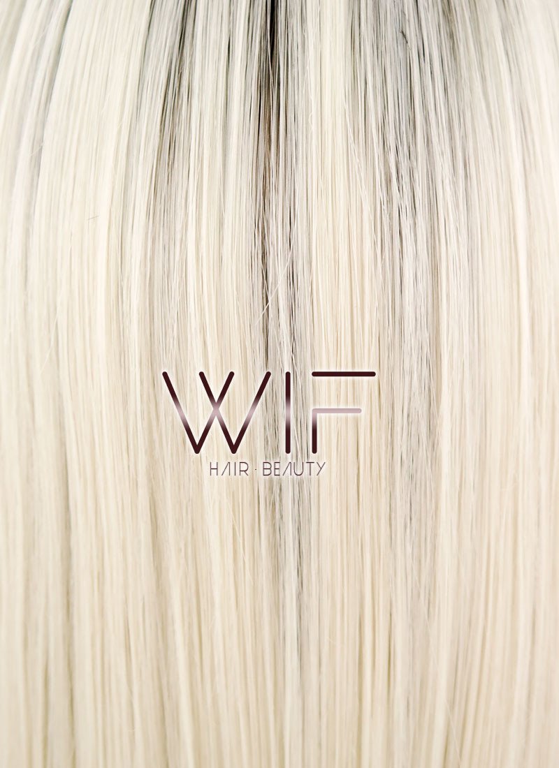 14" Straight Light Blonde With Dark Roots Lace Front Synthetic Wig LF770A