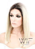 14" Straight Light Blonde With Dark Roots Lace Front Synthetic Wig LF770A
