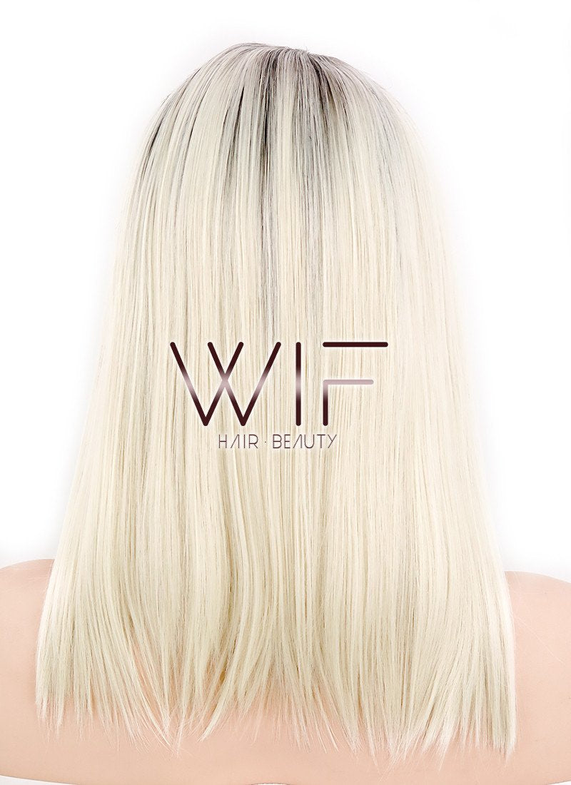 14" Straight Light Blonde With Dark Roots Lace Front Synthetic Wig LF770A