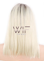 14" Straight Light Blonde With Dark Roots Lace Front Synthetic Wig LF770A