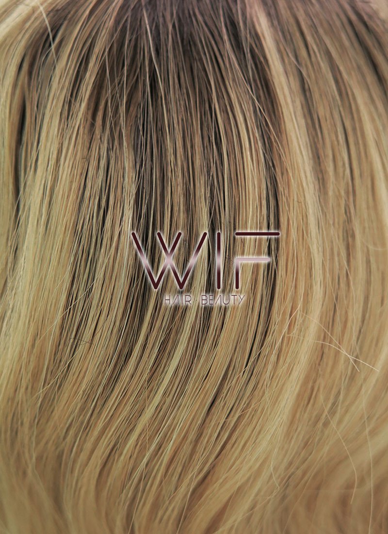 14" Medium Curly Wavy Brown Mixed Medium Blonde Customizable Lace Front Synthetic Hair Wig LF771G