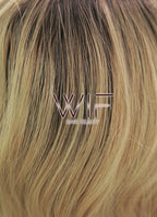 14" Medium Curly Wavy Brown Mixed Medium Blonde Customizable Lace Front Synthetic Hair Wig LF771G