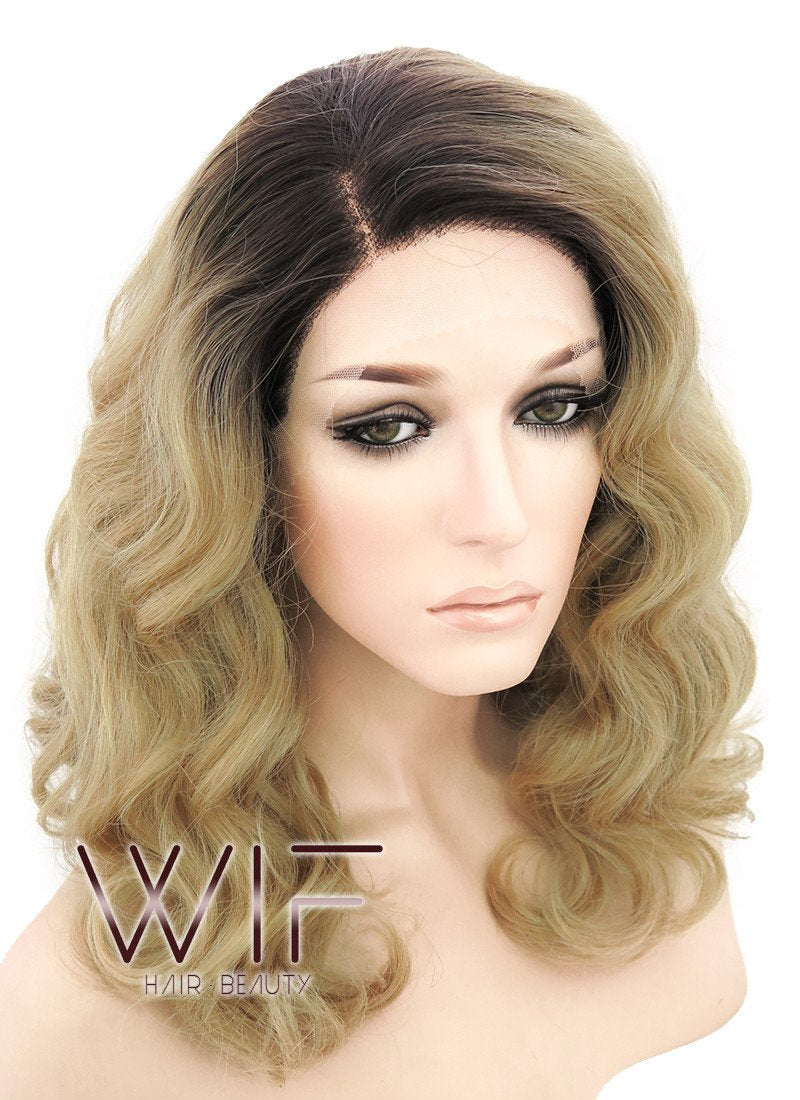 Miley Cyrus Inspired 14" Medium Curly Wavy Brown Mixed Blonde Lace Front Wig LF771G 