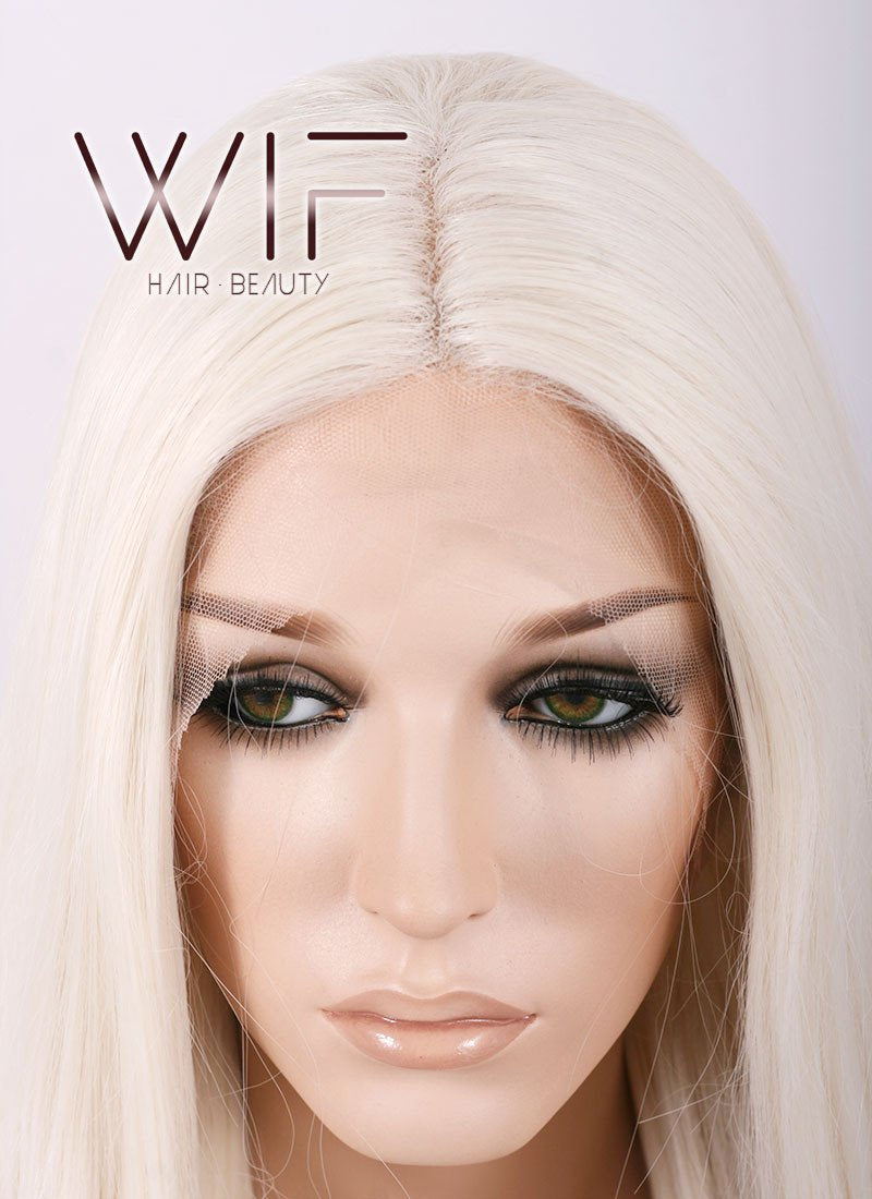 22" Long Straight Light Blonde Customizable Lace Front Synthetic Hair Wig LF772