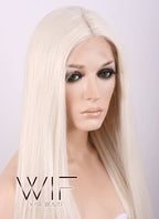 22" Long Straight Light Blonde Customizable Lace Front Synthetic Hair Wig LF772