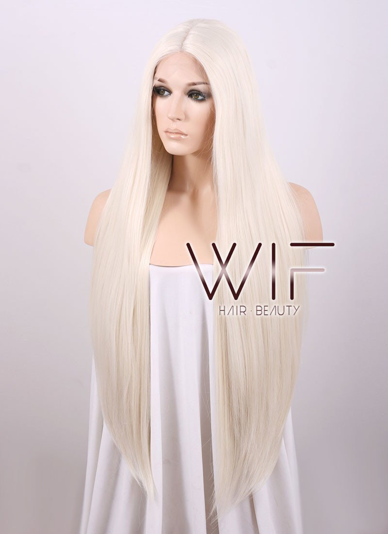 22" Long Straight Light Blonde Customizable Lace Front Synthetic Hair Wig LF772