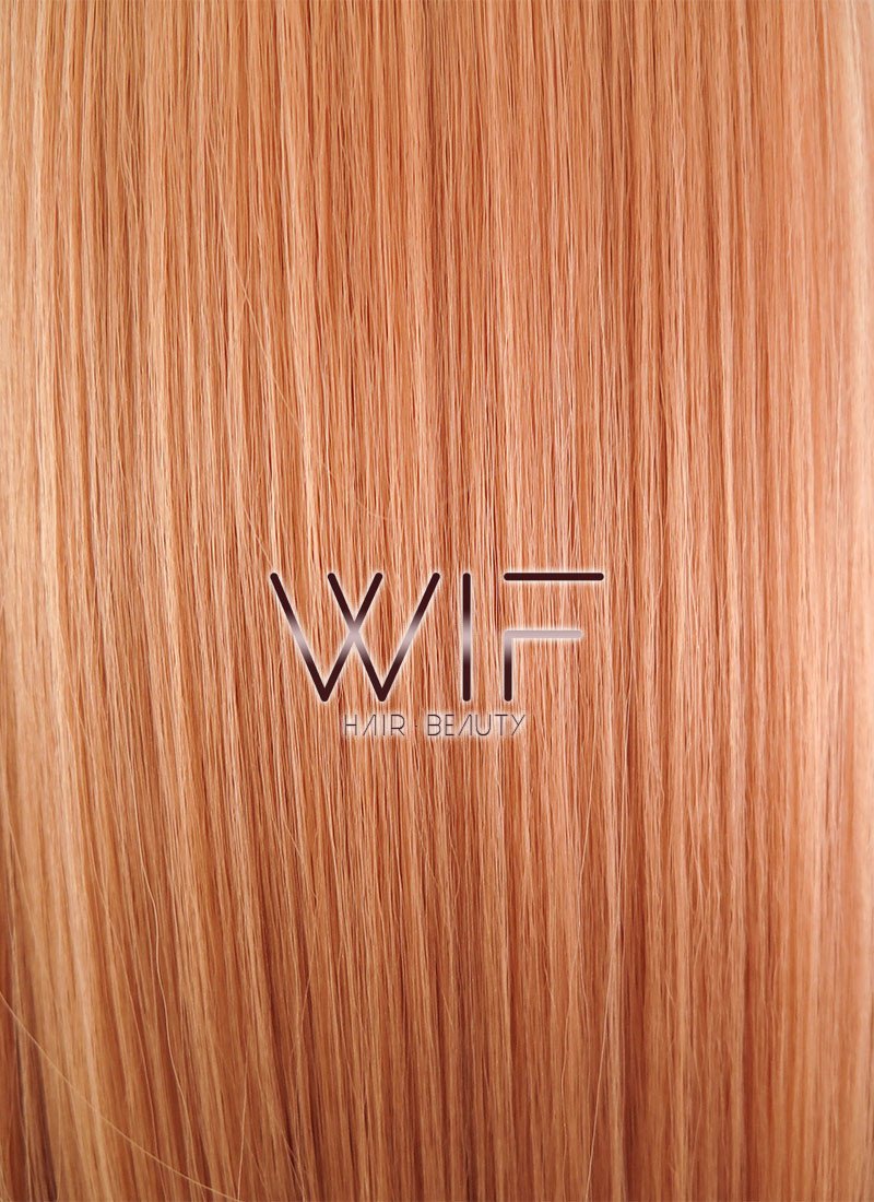 24" Long Straight Orangish Brown Customizable Made-To-Order Lace Front Synthetic Hair Wig LF808A