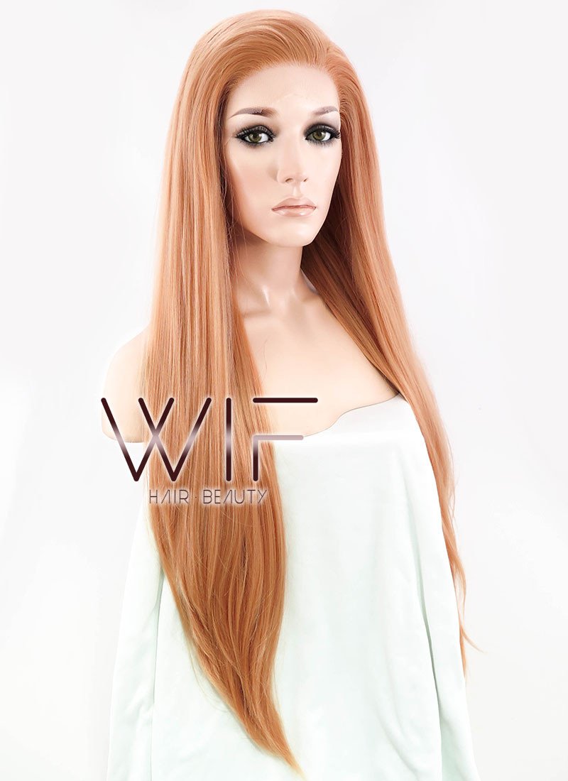 26" Straight Orangish Brown Lace Front Synthetic Wig LF808A