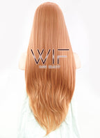 24" Long Straight Orangish Brown Customizable Made-To-Order Lace Front Synthetic Hair Wig LF808A