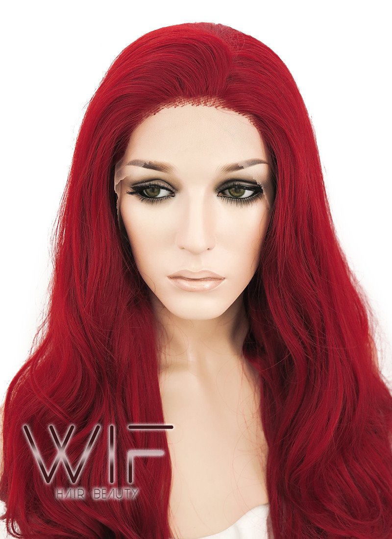 28" Wavy Red Lace Front Synthetic Wig LF809