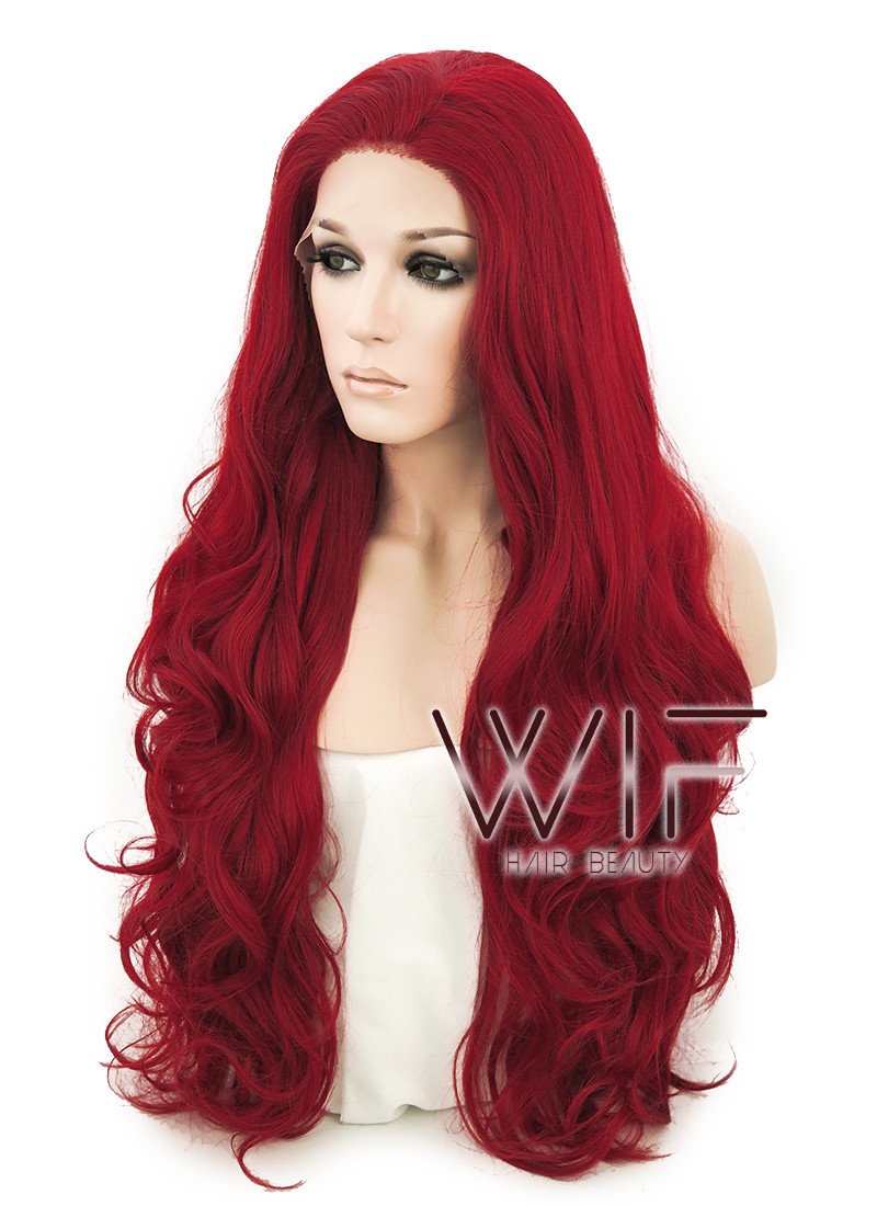 28" Wavy Red Lace Front Synthetic Wig LF809