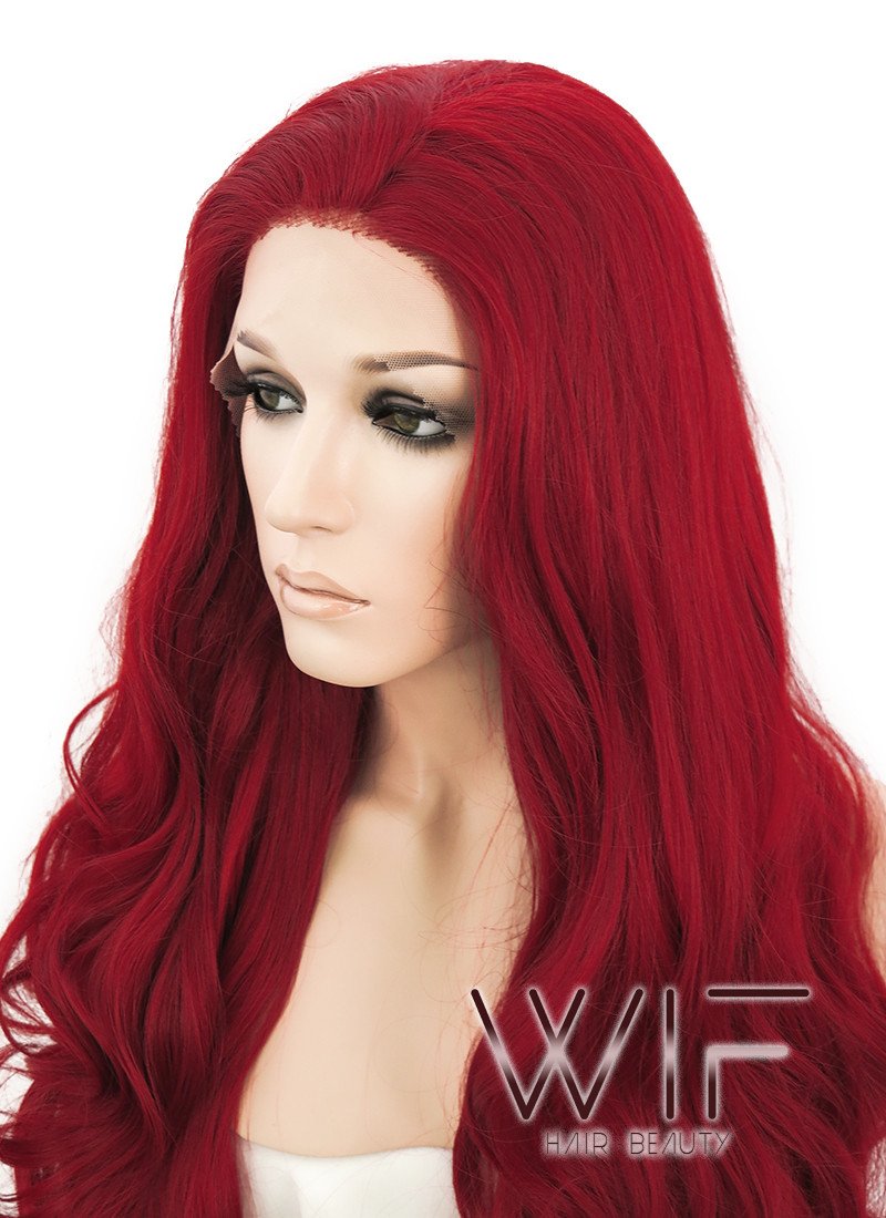 28" Wavy Red Lace Front Synthetic Wig LF809