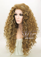 28" Spiral Curly Mixed Blonde Lace Front Synthetic Wig LF817