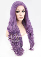 24" Long Curly Purple Customizable Made-To-Order Lace Front Synthetic Hair Wig LF818A