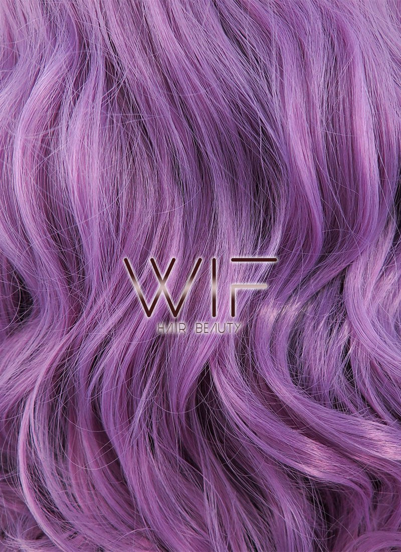 24" Long Curly Purple Customizable Made-To-Order Lace Front Synthetic Hair Wig LF818A