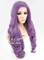 24" Long Curly Purple Customizable Made-To-Order Lace Front Synthetic Hair Wig LF818A