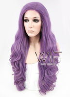 24" Long Curly Purple Customizable Made-To-Order Lace Front Synthetic Hair Wig LF818A