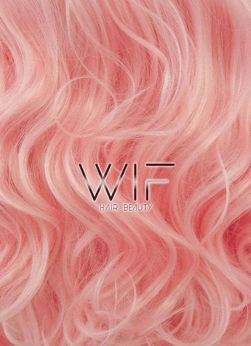 28" Long Curly Black Mixed Pink Customizable Lace Front Synthetic Hair Wig LF833