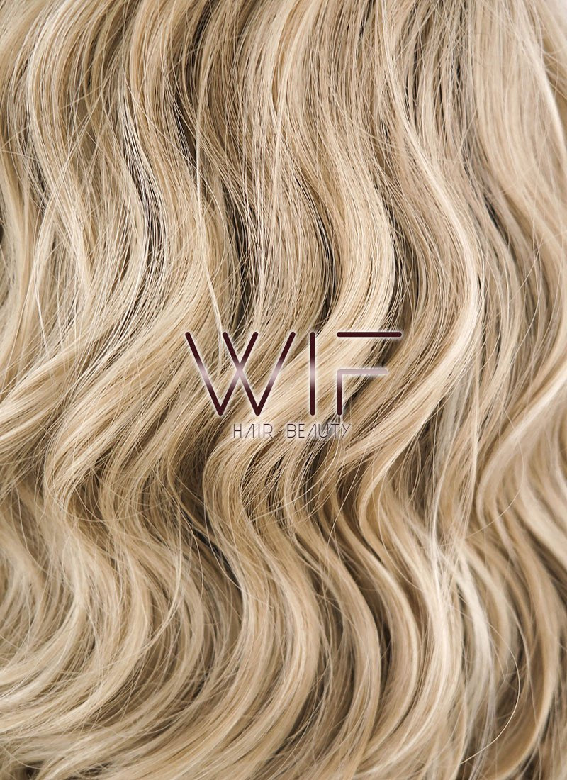 12" Medium Curly Dark Brown Mixed Two Tone Blongde Ombre Customizable Lace Front Synthetic Hair Wig LF844