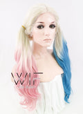 18"-28" Long Curly Purplish Pink Customizable Lace Front Synthetic Hair Wig LF853