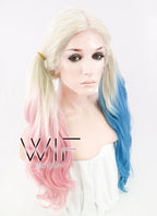 18"-28" Long Curly Purplish Pink Customizable Lace Front Synthetic Hair Wig LF853