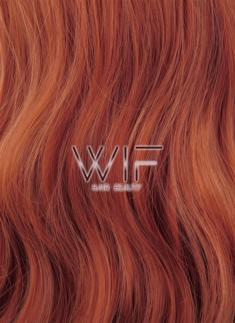 24" Wavy Reddish Orange Lace Front Synthetic Wig LF867