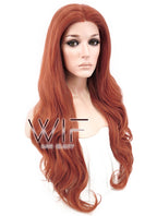 24" Wavy Reddish Orange Lace Front Synthetic Wig LF867