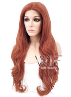 24" Wavy Reddish Orange Lace Front Synthetic Wig LF867
