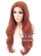 24" Wavy Reddish Orange Lace Front Synthetic Wig LF867