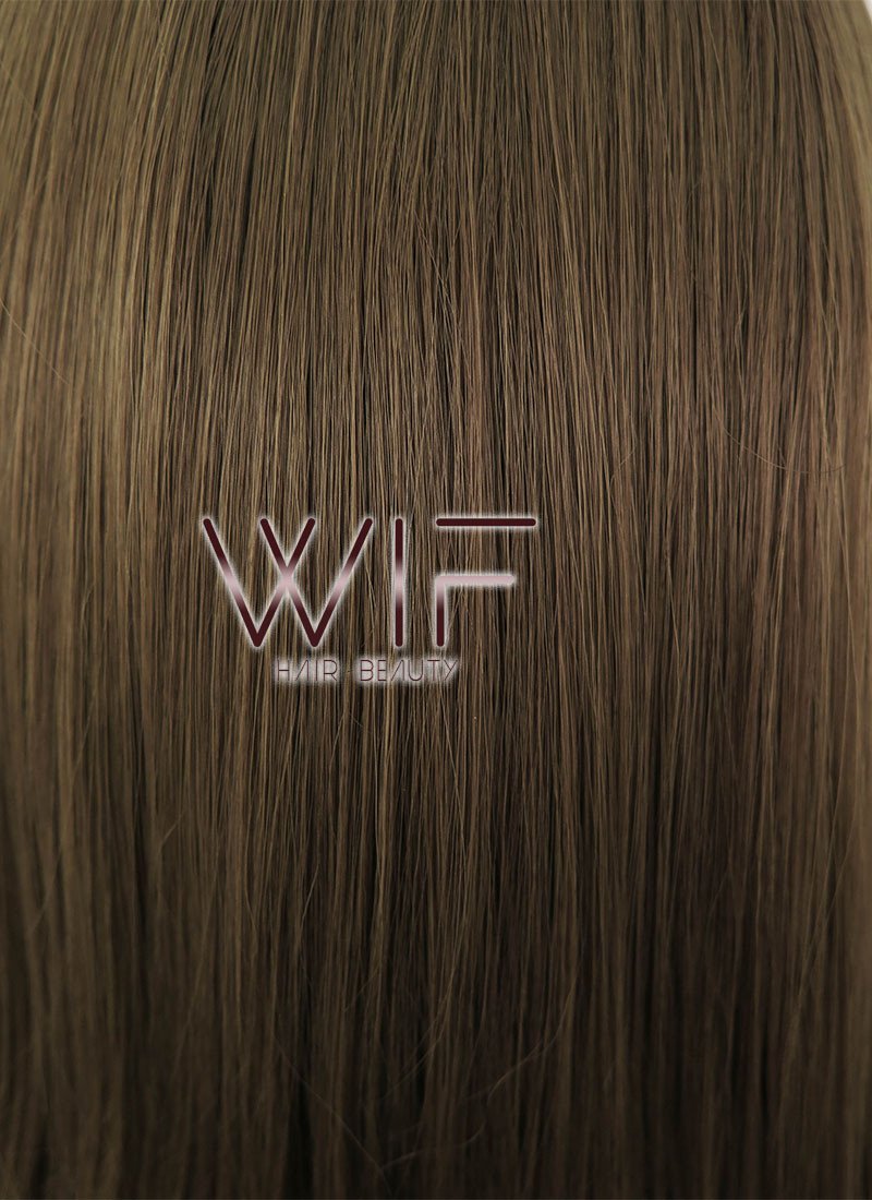16" Medium Wavy Brown Customizable Made-To-Order Lace Front Synthetic Hair Wig LF870