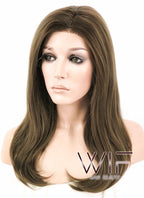 16" Medium Wavy Brown Customizable Made-To-Order Lace Front Synthetic Hair Wig LF870