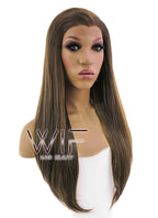 24" Long Straight Brown Lace Front Synthetic Hair Wig LFB006