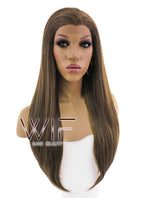 24" Long Straight Brown Lace Front Synthetic Hair Wig LFB006