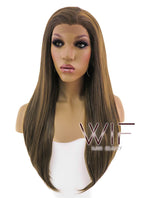 24" Long Straight Brown Lace Front Synthetic Hair Wig LFB006